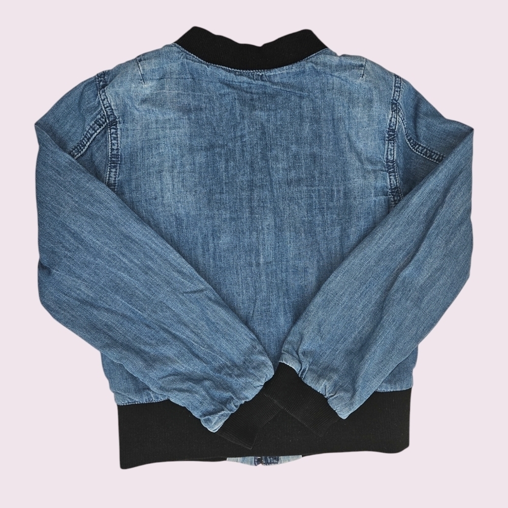 Hudson Girls Blue Jean Jacket Roses Size Medium - Picture 4 of 5